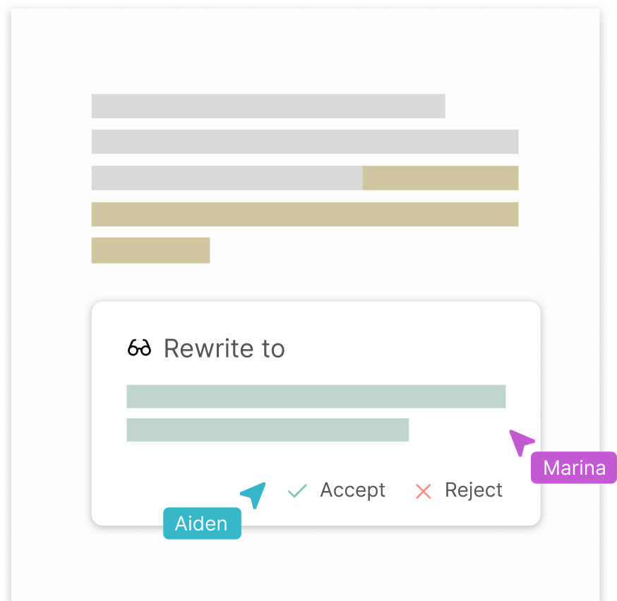 Shared document showing collaborative AI suggestions for students editing together.